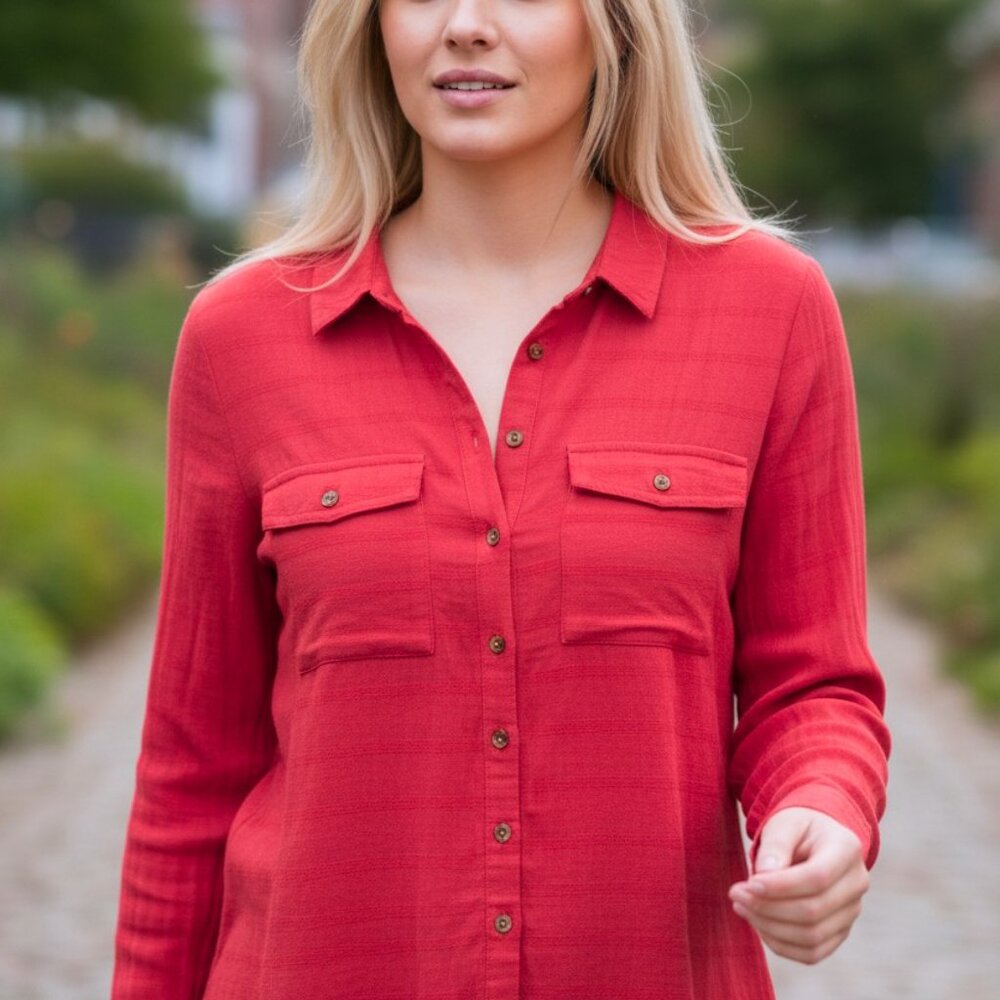 Vintage Grayson Blouse button front Long sleeve Top Womens 1X by Measurements